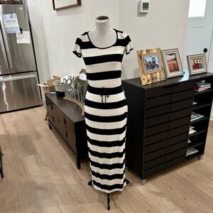 Velvet Torch Black and White Striped Dress Maxi Dress